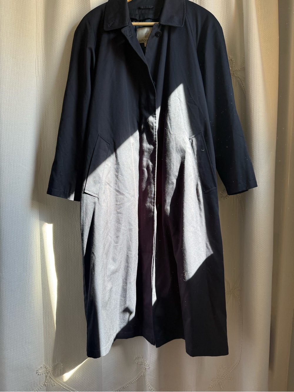 London Fog Navy Blue Long Trench Coat 6P
